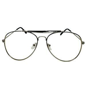6052 | Silver Pilot Aviator Clear Lens Glasses